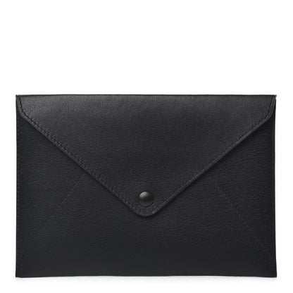 Delvaux Grained Calfskin Envelope Clutch Black 1 of 8