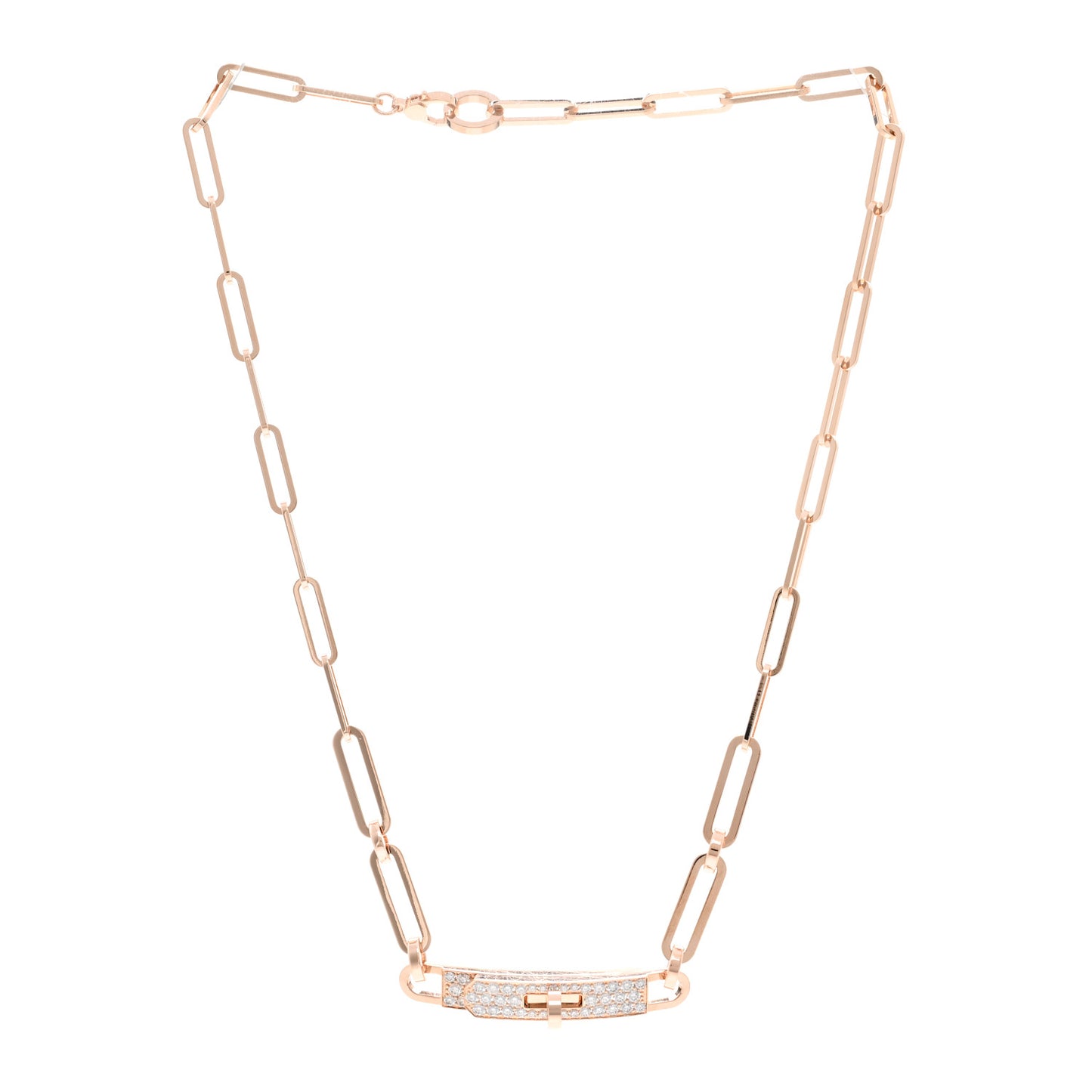 18K Rose Gold Diamond Pave Kelly Chaine Choker Necklace