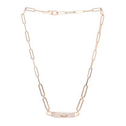 Hermes 18K Rose Gold Diamond Pave Kelly Chaine Choker Necklace 3 of 6