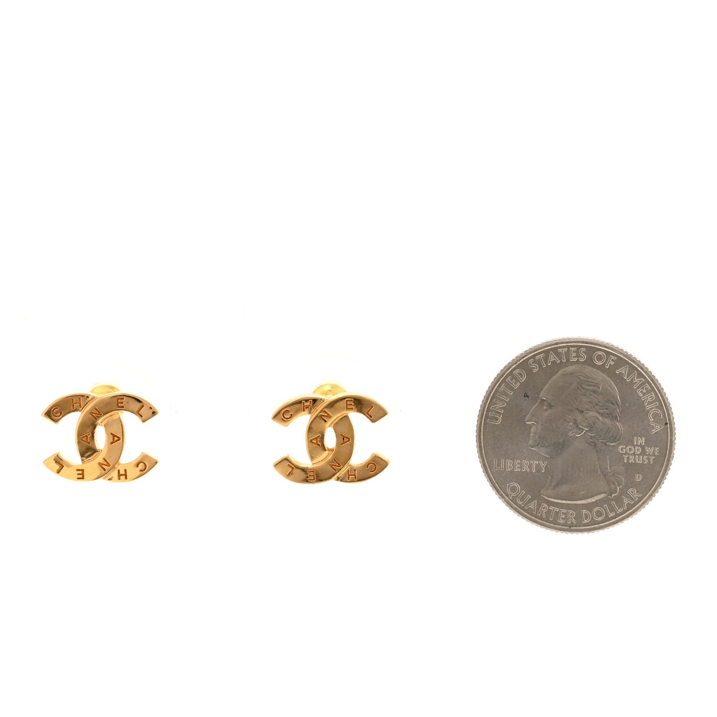Metal CC Mini Stud Earrings Gold
