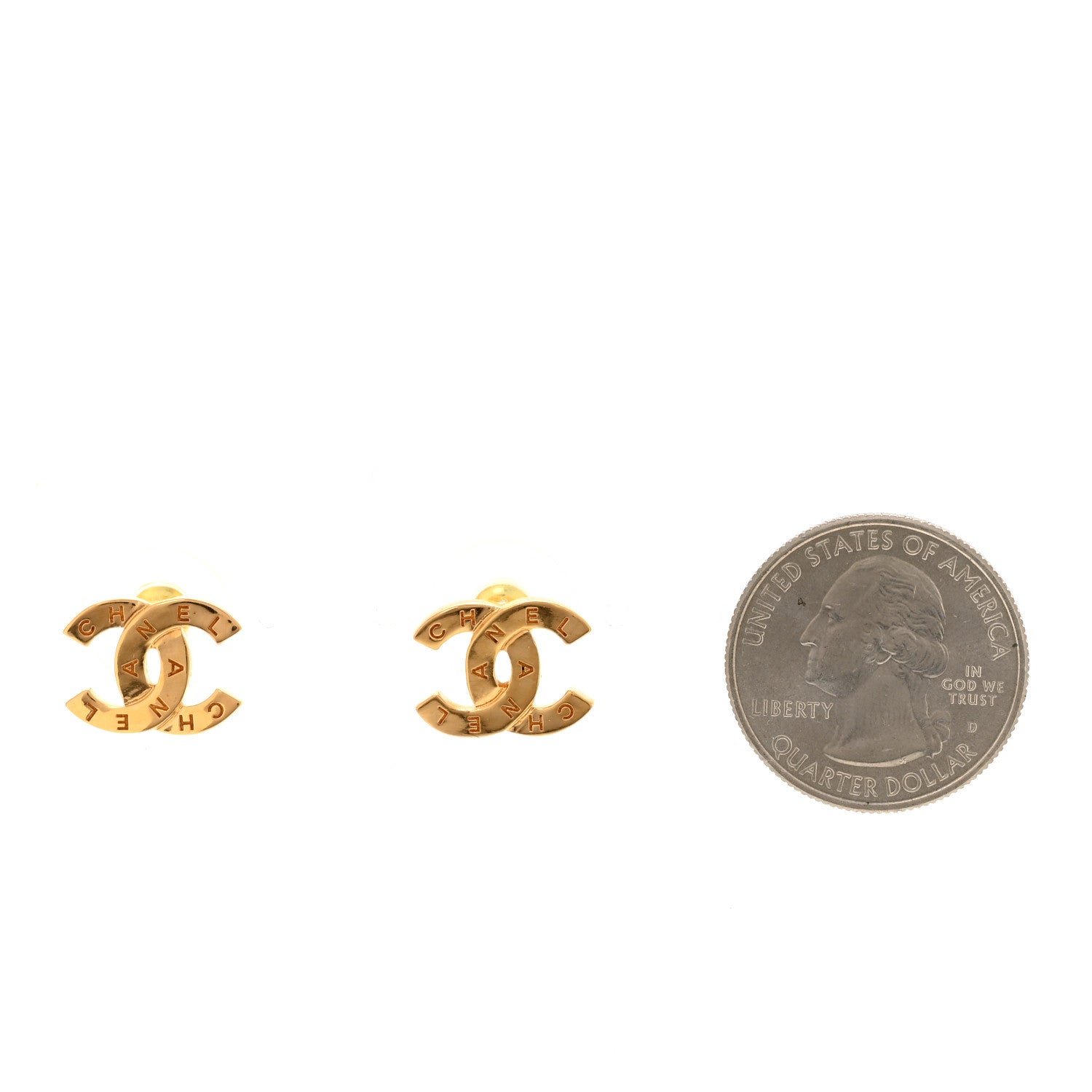 Chanel Metal CC Mini Stud Earrings Gold 2 of 5