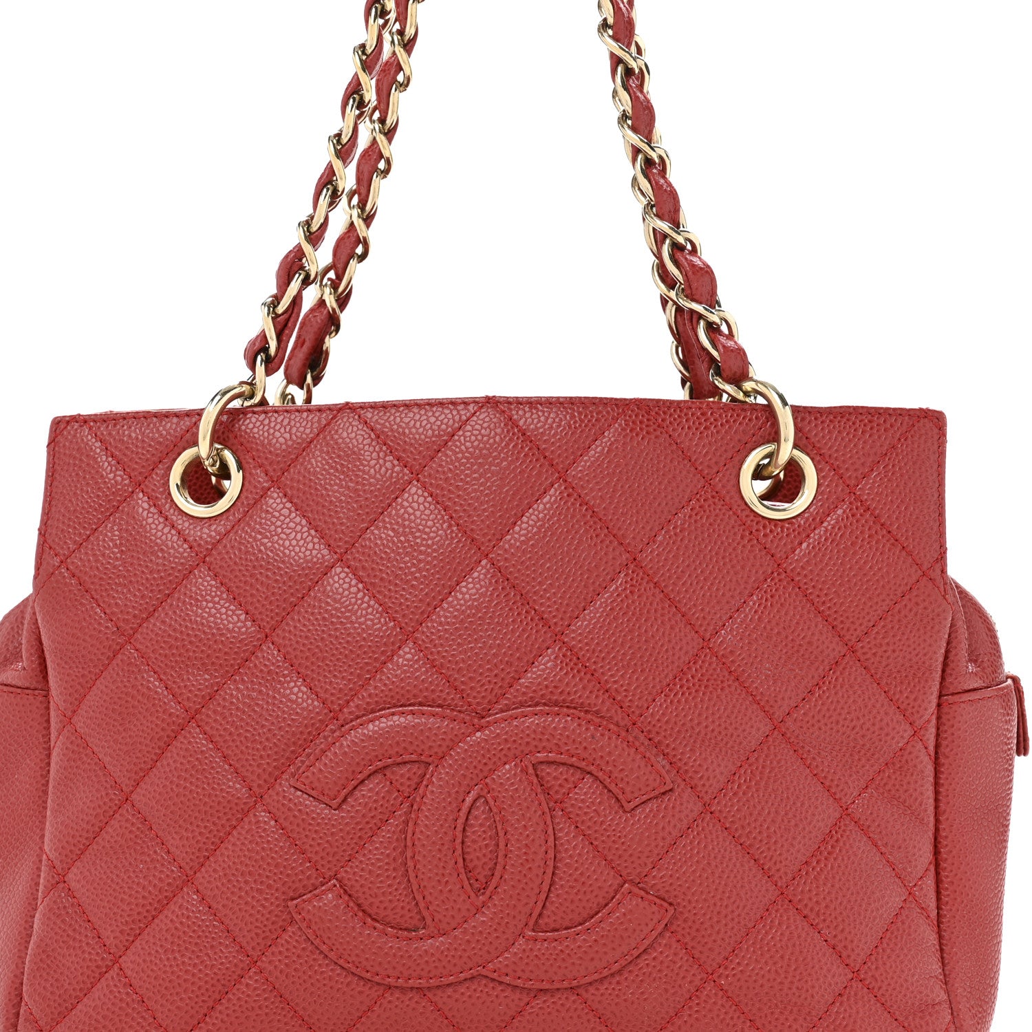 Chanel Caviar Quilted Petit Timeless Shopping Tote PTT Red 8 of 13