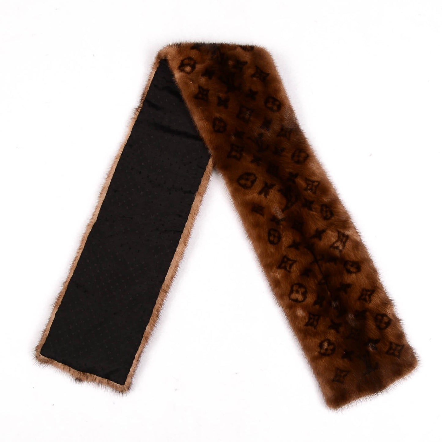 Monogram Mink Fur Scarf Stole Wrap