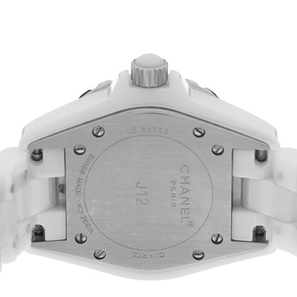 Chanel Stainless Steel Ceramic Diamond Pave Bezel 33mm J12 Quartz Watch White 4 of 5