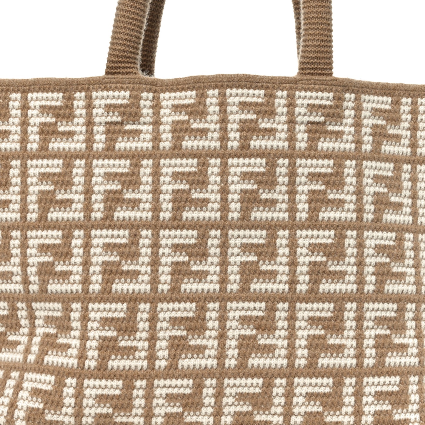 Cashmere Knit FF Large Shopper Tote Cammello