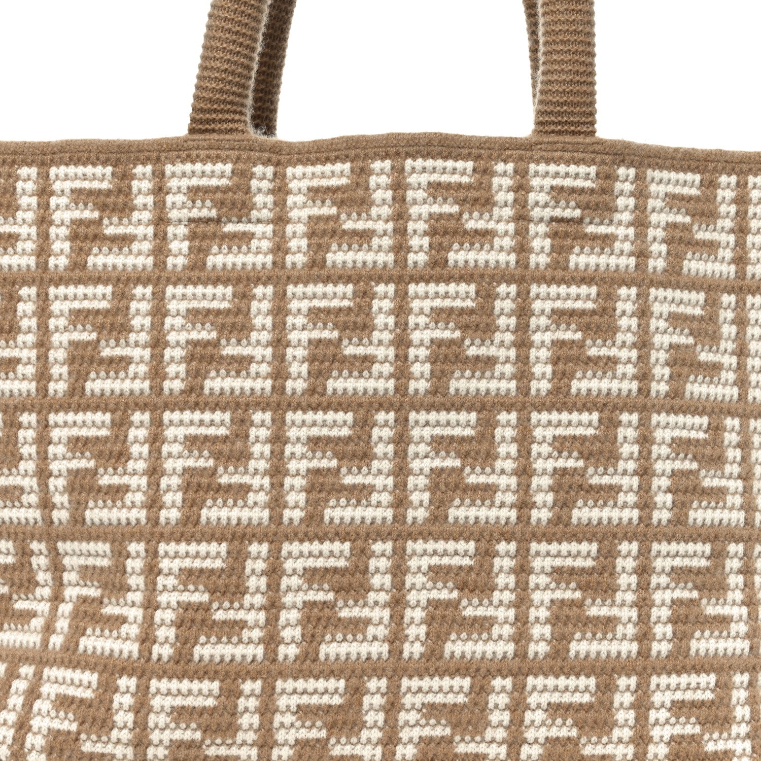 Fendi Cashmere Knit FF Large Shopper Tote Cammello 14 of 19