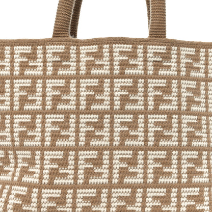 Fendi Cashmere Knit FF Large Shopper Tote Cammello 14 of 19