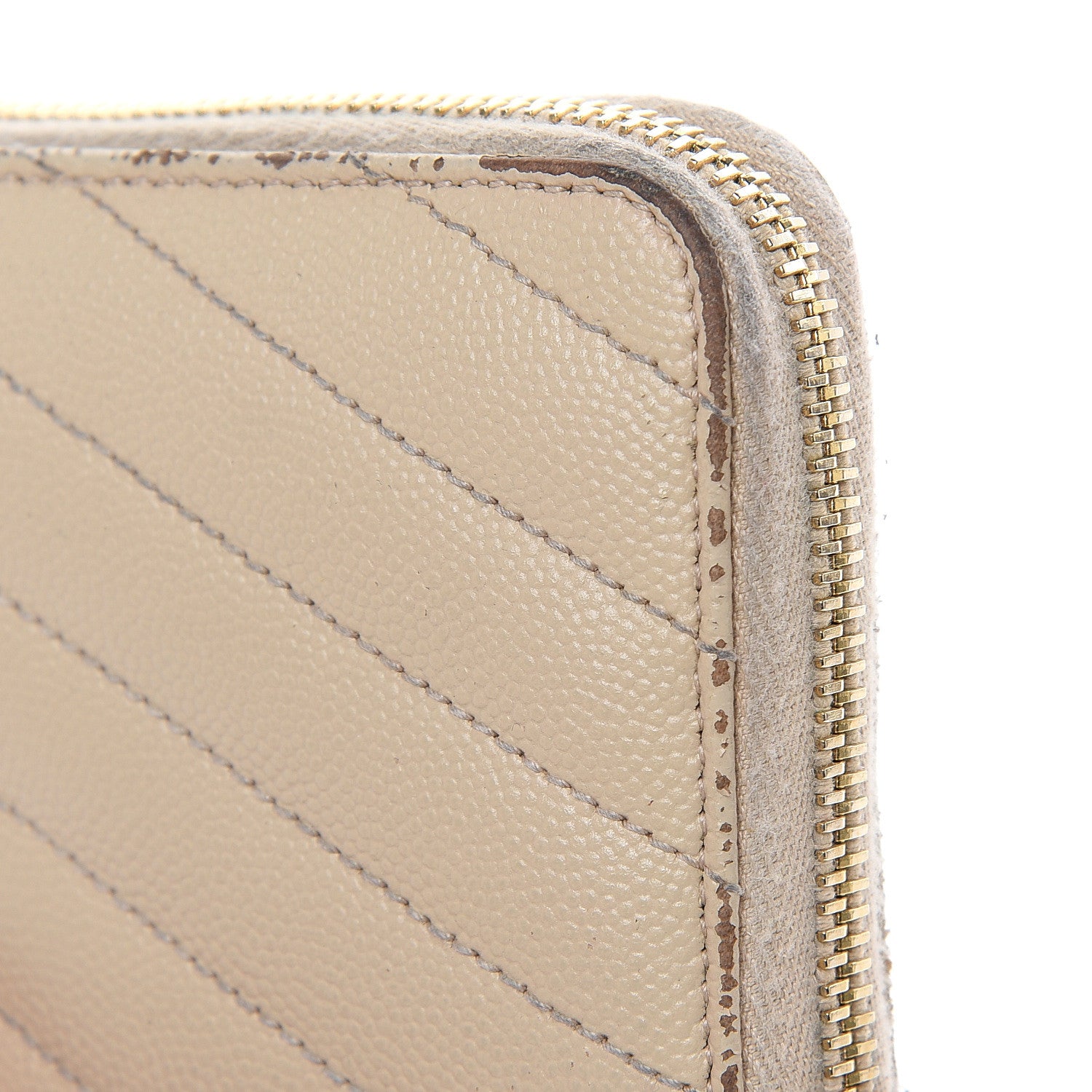 Saint Laurent Grain De Poudre Matelasse Chevron Monogram Zip Around Wallet Nude Powder 13 of 15