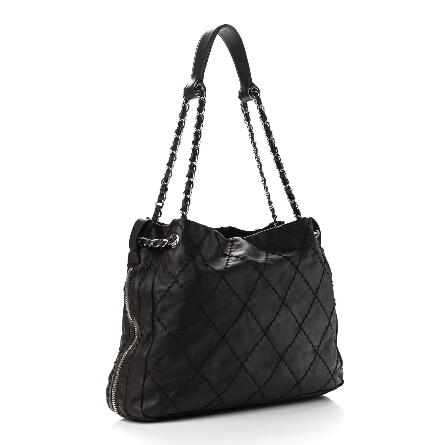 Chanel Calfskin Stitched Expandable Tote Brown 3 of 11