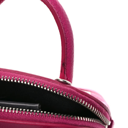 Balenciaga Grained Calfskin Logo Mini Ville Top Handle Bag Fuchsia White 7 of 10