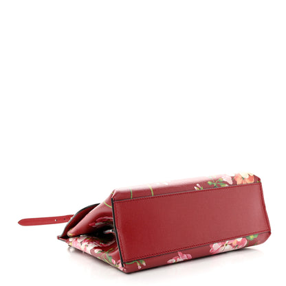 Gucci Shangai Calfskin Blooms Print Small Bamboo Daily Top Handle Bag Romantic Cerise Multicolor 4 of 10