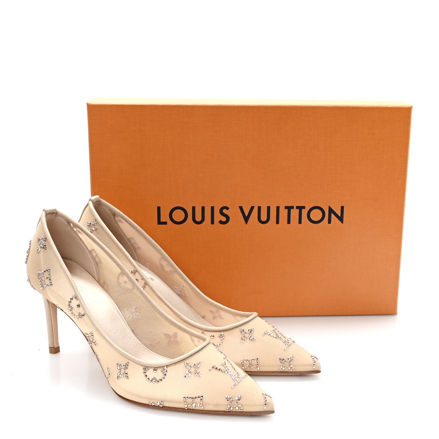 Monogram Mesh Strass Gala Pumps 35 Nude