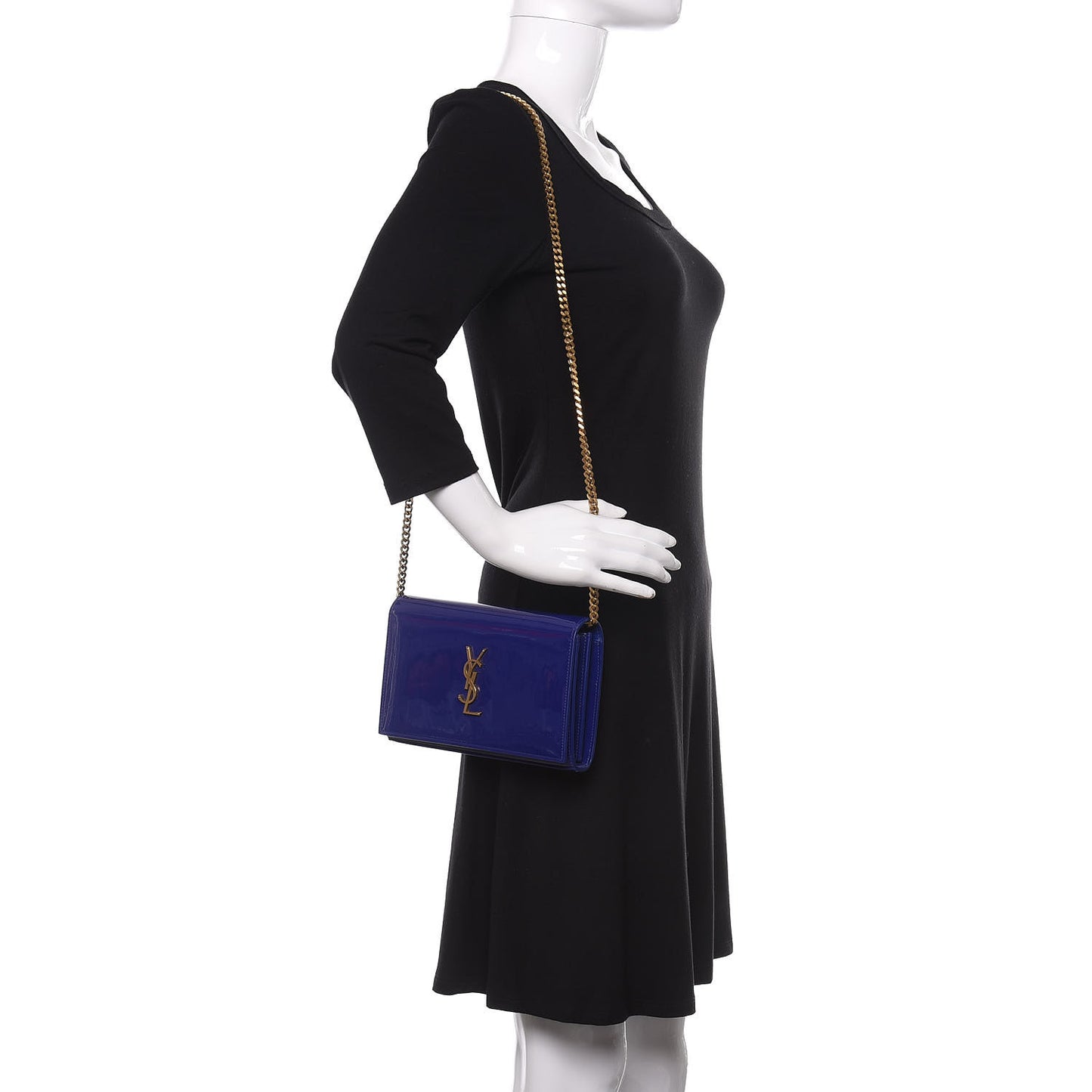 Patent Calfskin Monogram Kate Wallet On Chain Royal Blue