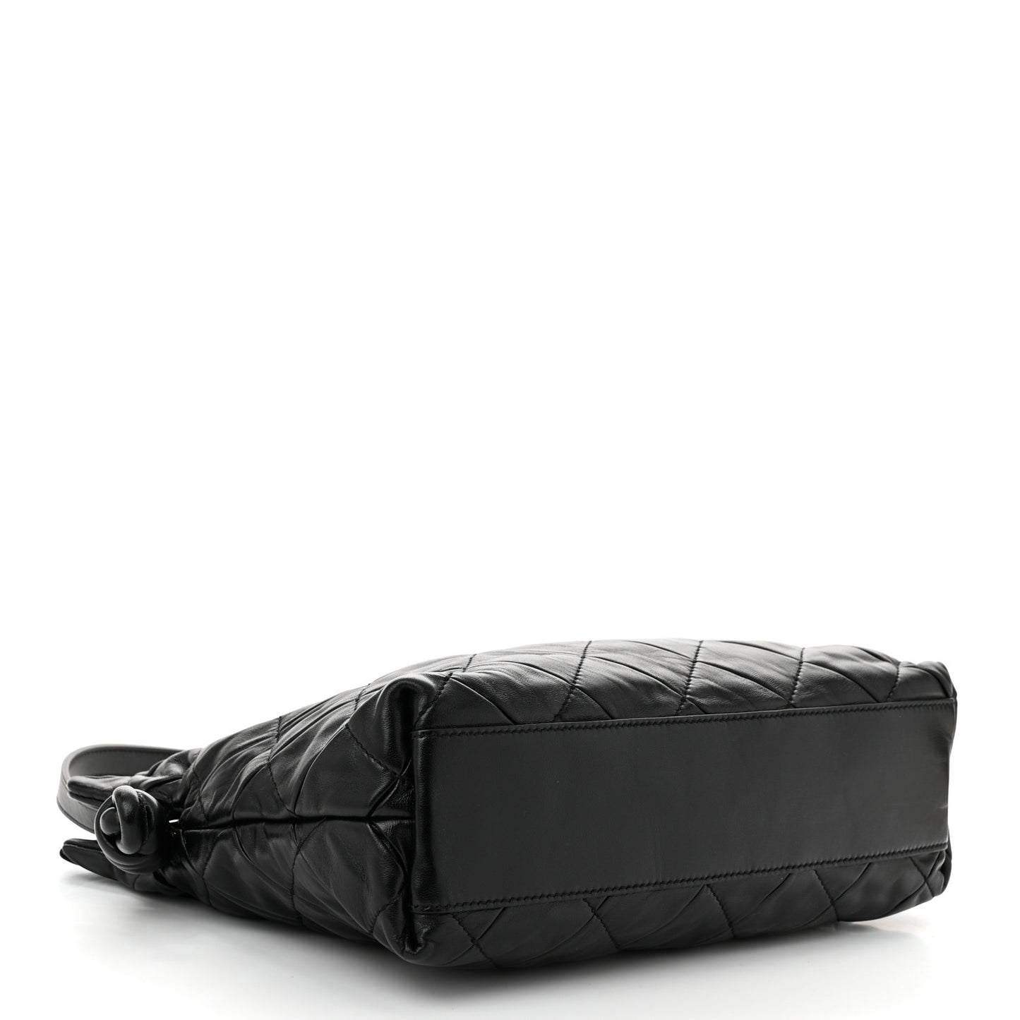 Nappa Pleated Small Flamenco Knot Bag Black