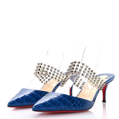 Christian Louboutin Calfskin Crocodile Embossed PVC 55 Mules 40 Blue 4 of 7
