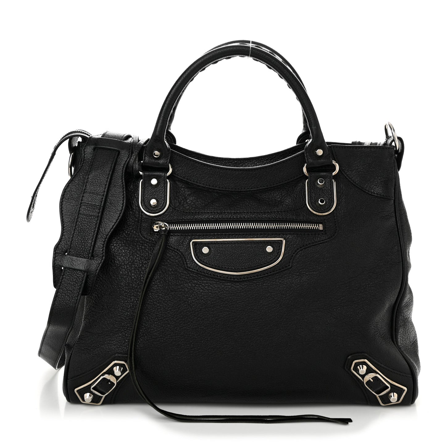 Chevre Silver Metallic Edge Hardware Velo Black