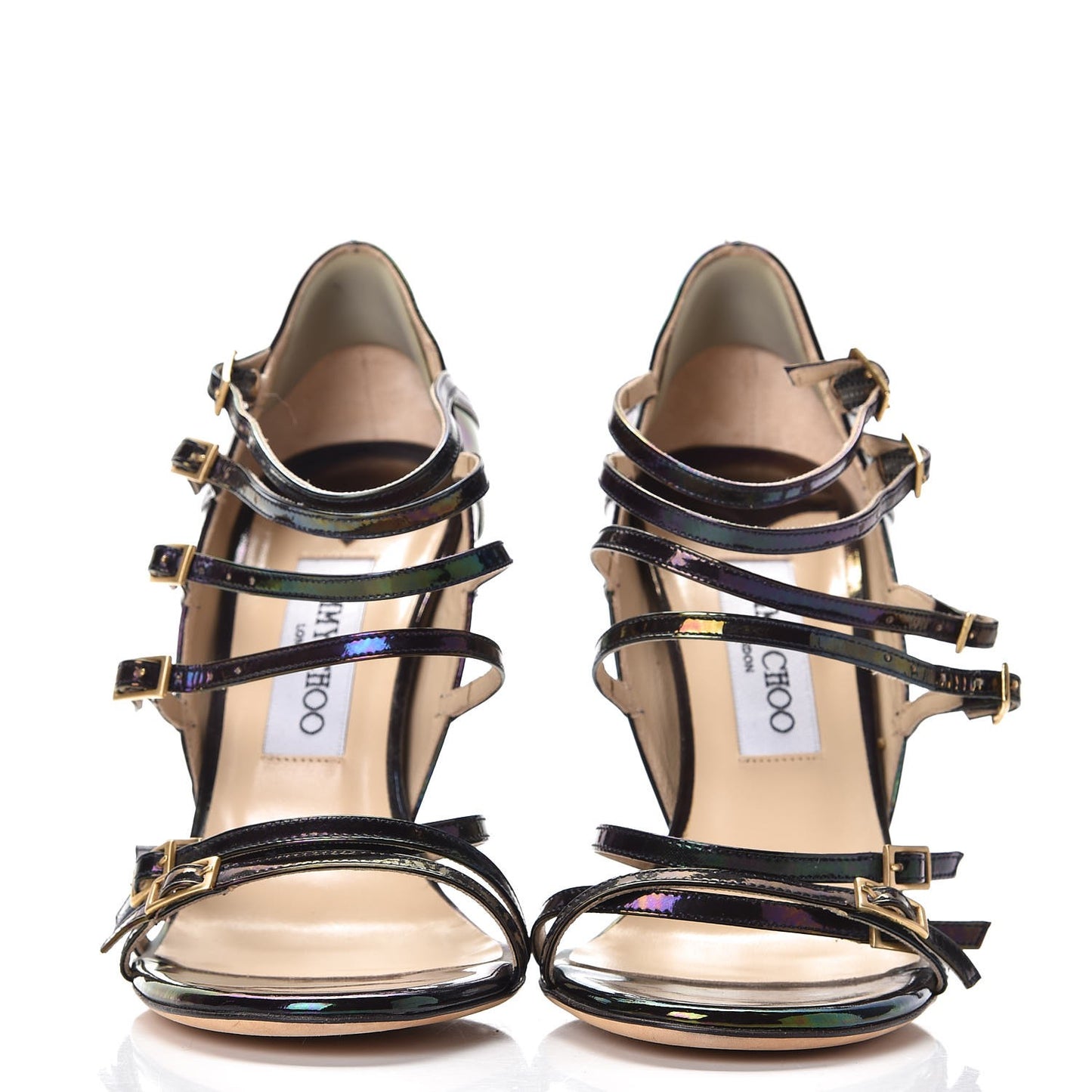 Patent Oil Slick Atlas Strappy Sandals 38.5 Petrol