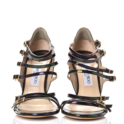 Jimmy Choo Patent Oil Slick Atlas Strappy Sandals 38.5 Petrol 2 of 11