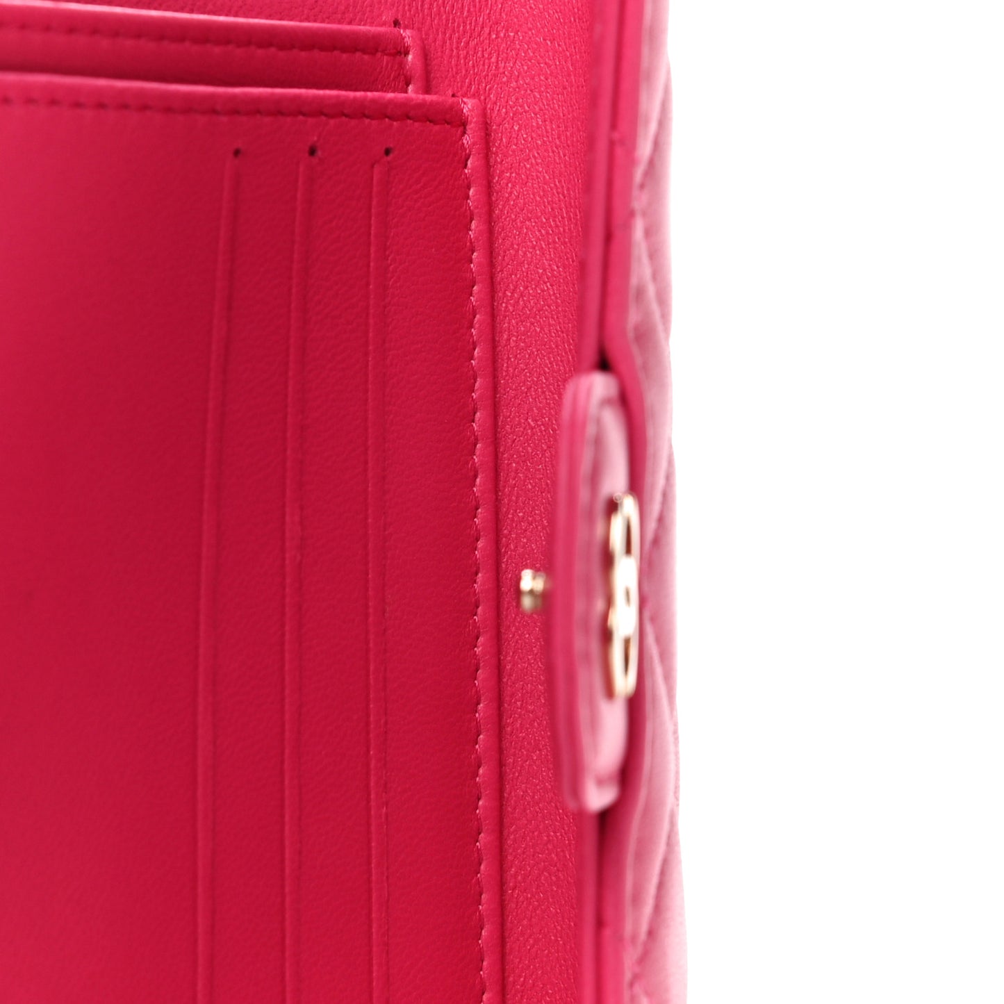 Lambskin Quilted Compact Flap Wallet Pink