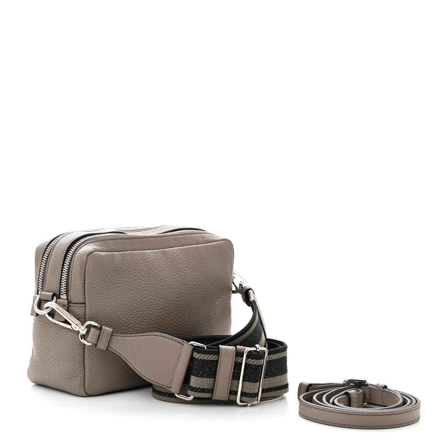 Prada Vitello Daino Soft Medium Double Zip Shoulder Bag Argilla 3 of 11