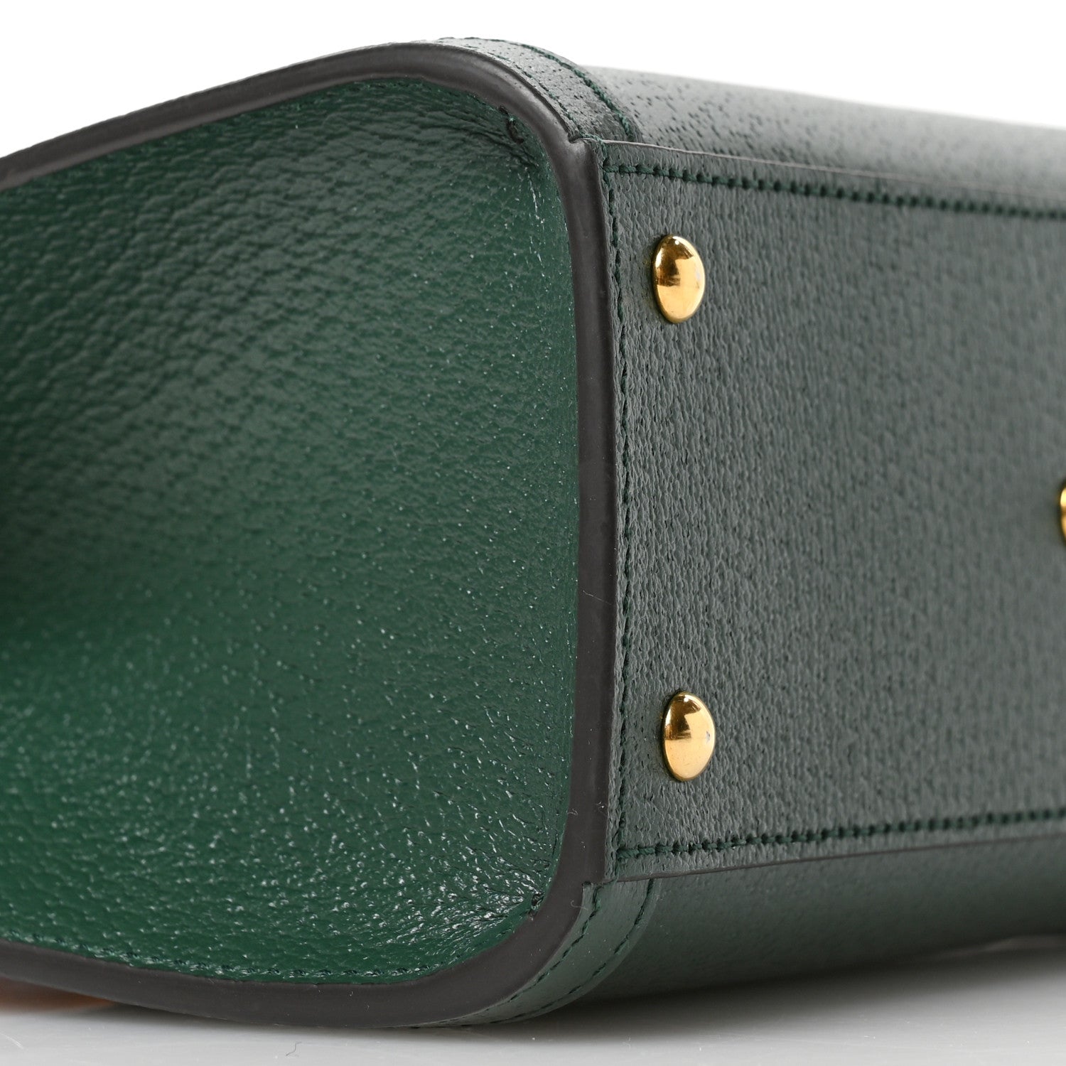 Gucci Textured Dollar Calfskin Web Mini Diana Tote Bag Vintage Green Pink 9 of 10