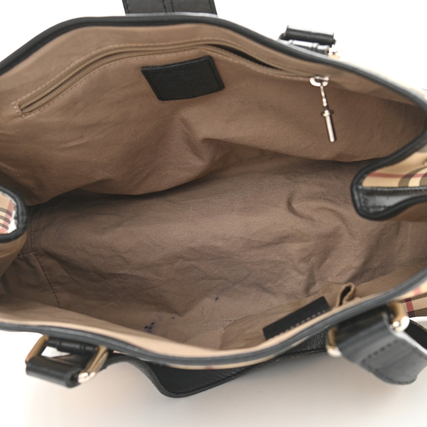 House Check Buckle Tote Black
