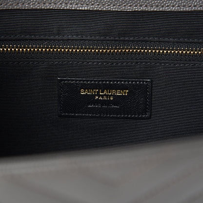 Saint Laurent Grain De Poudre Matelasse Chevron Large Monogram Satchel Earth 5 of 10