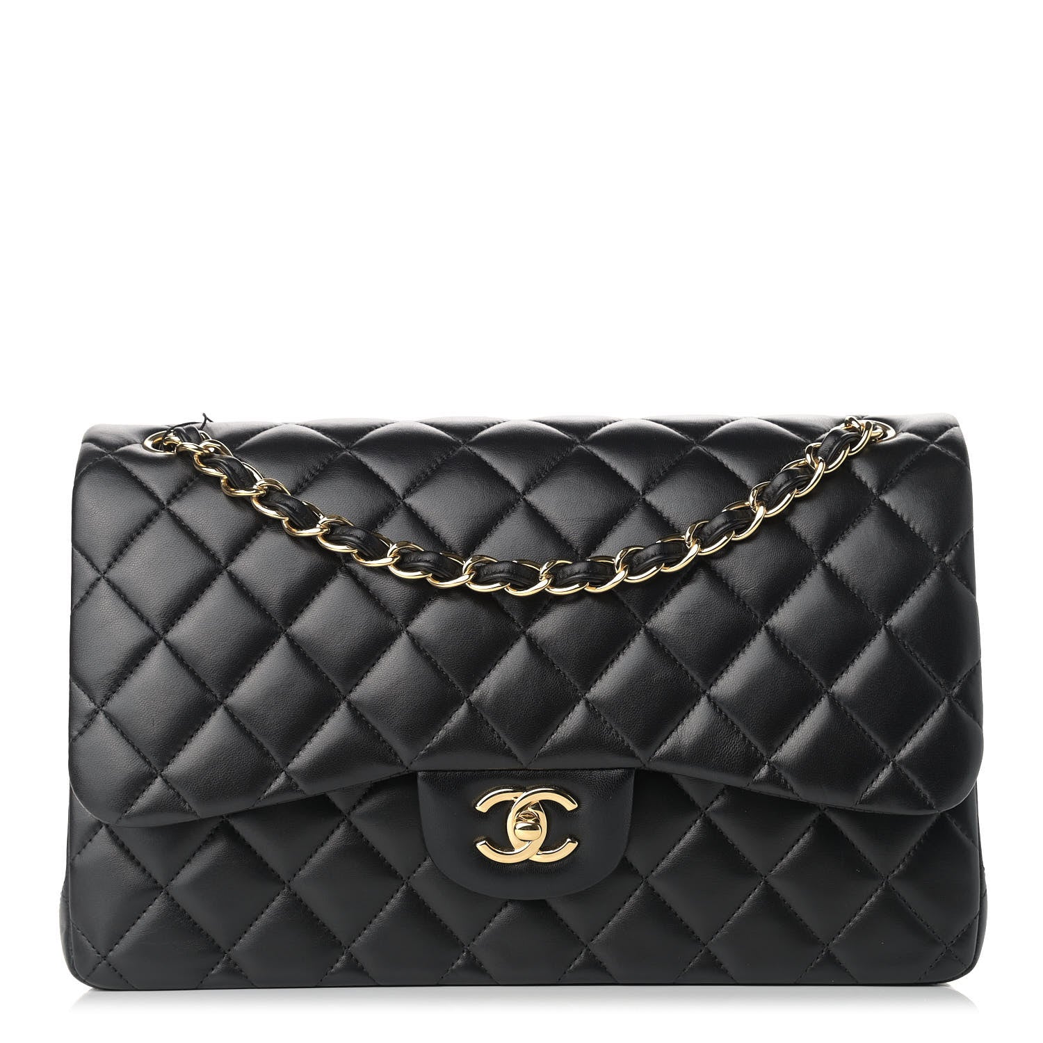 Chanel Lambskin Quilted Jumbo Double Flap Black 1 of 10