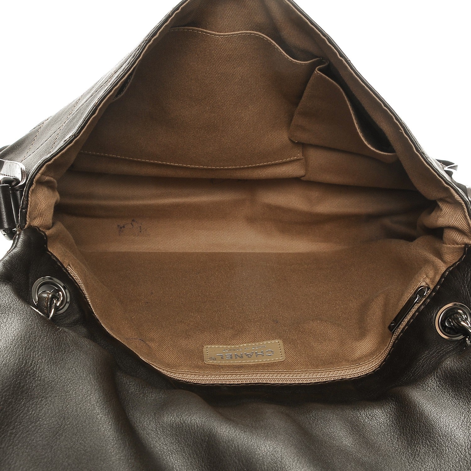 Chanel Lambskin Stitched Messenger Bag Brown 5 of 9