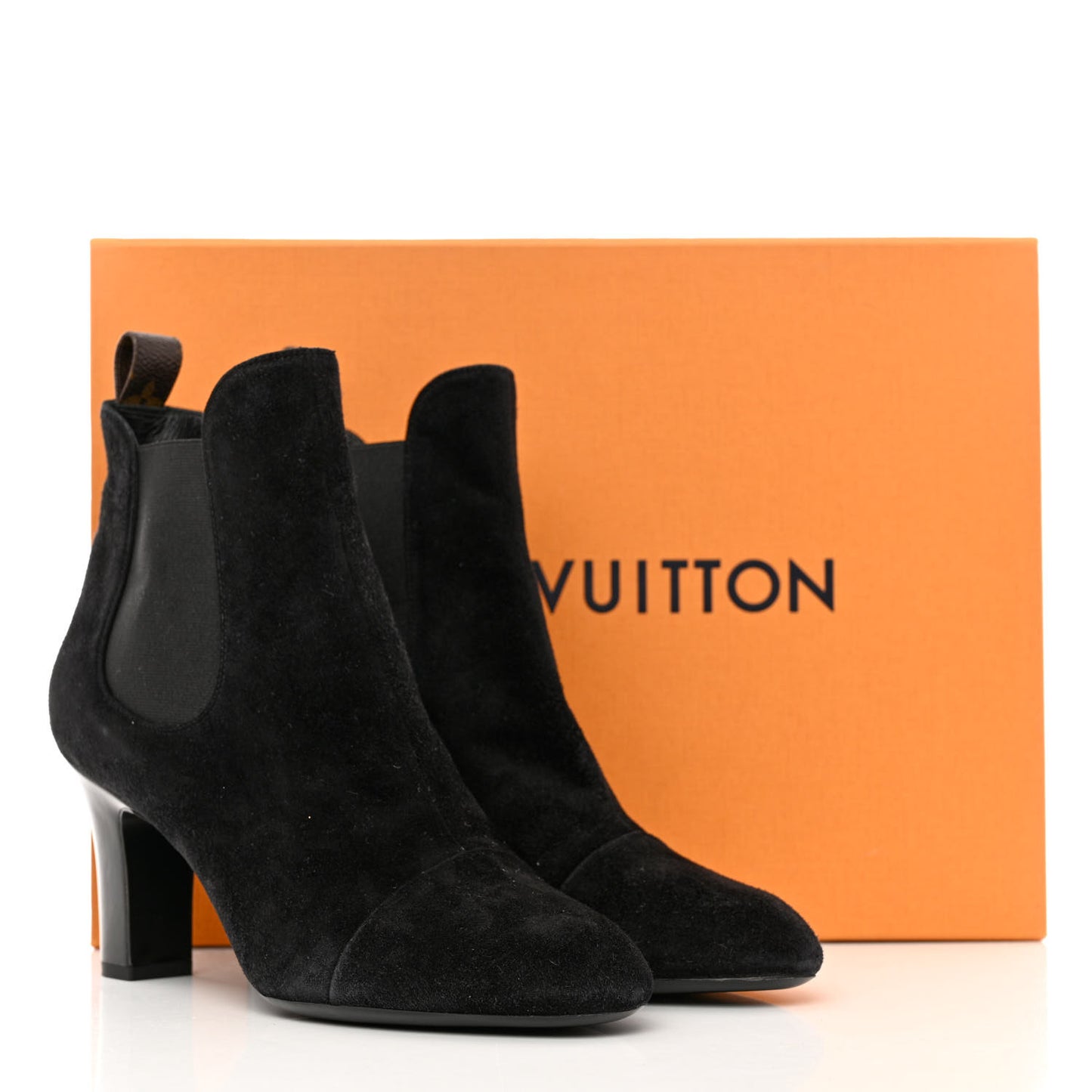 Suede Monogram Uniformes Cap Toe Chelsea 75mm Ankle Boots 40.5 Black