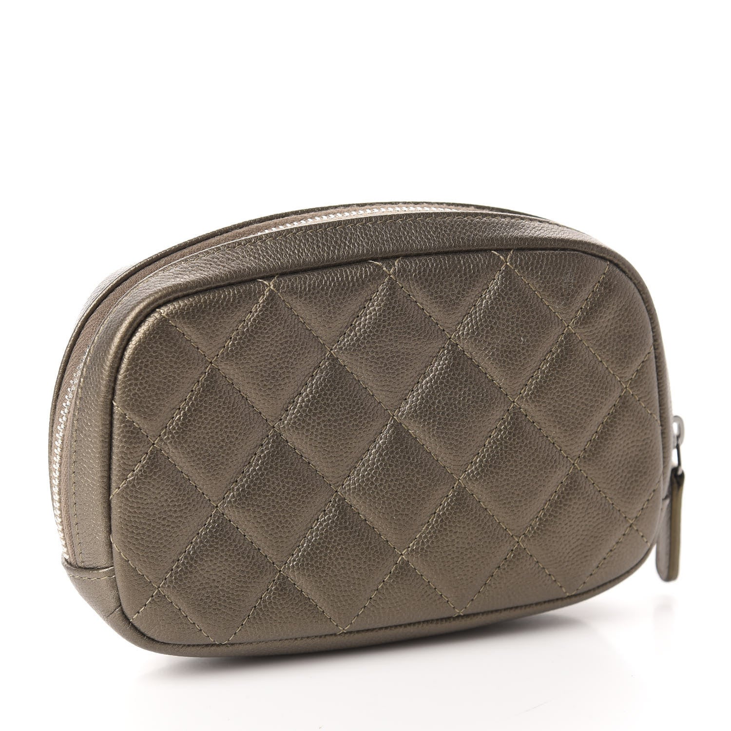 Chanel Metallic Caviar Quilted Small Curvy Pouch Cosmetic Case Bronze 3 of 7