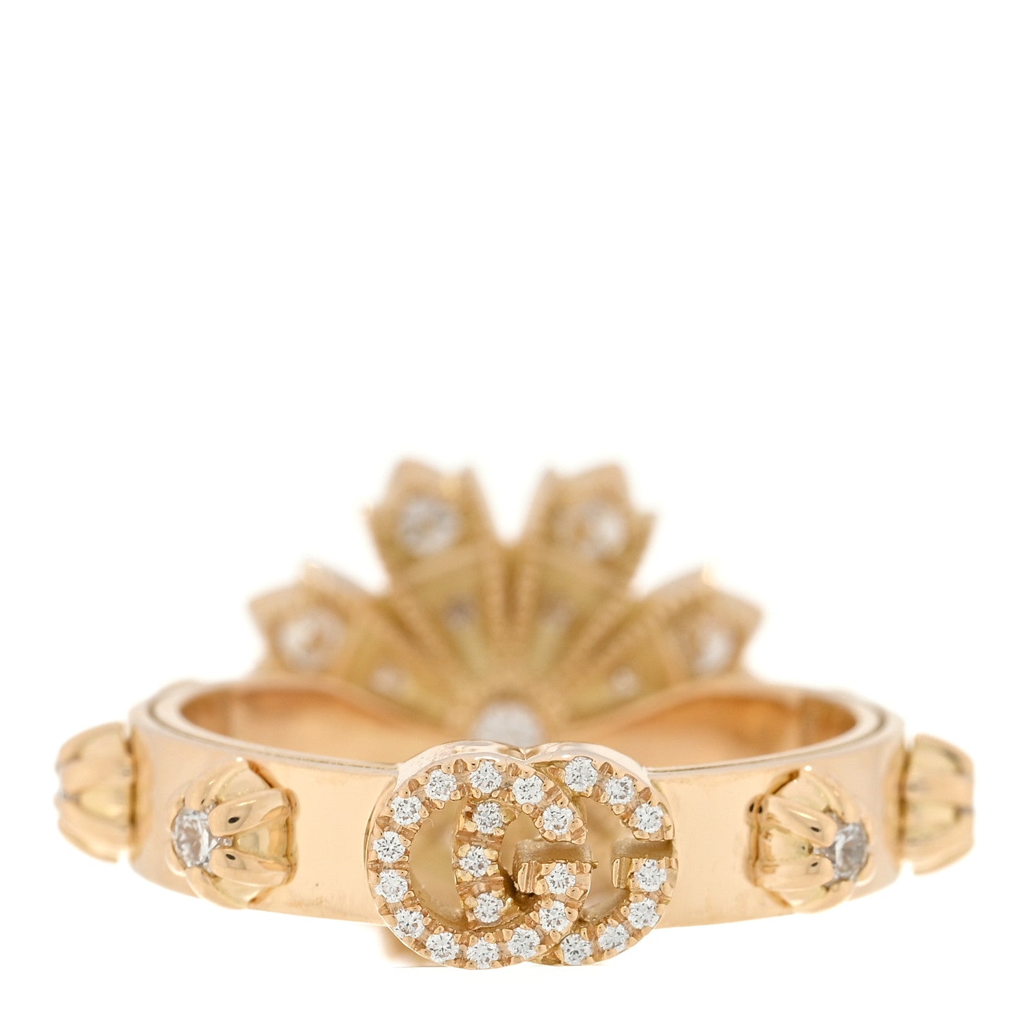 Gucci 18K Yellow Gold Diamond Flora Ring 52 6 3 of 4