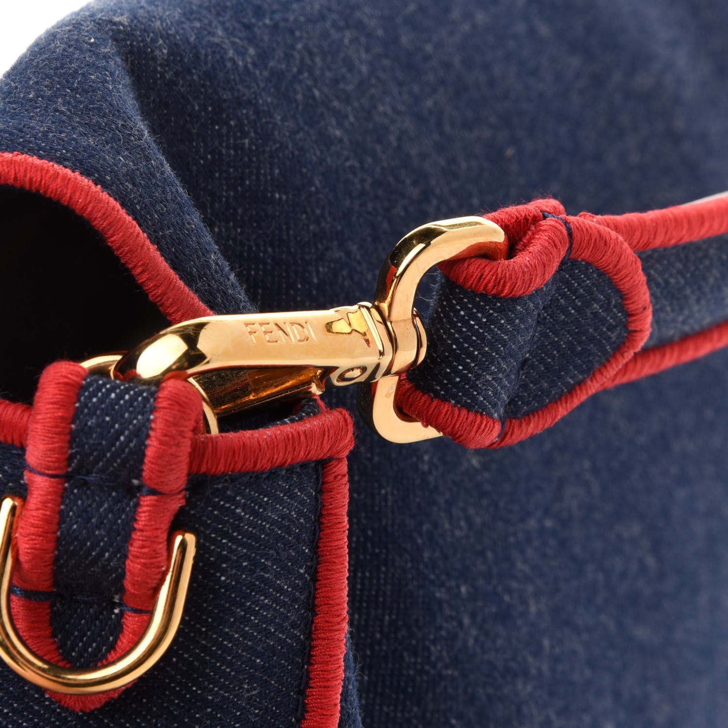 Fendi Denim Large Baguette Blue Rosso 12 of 16