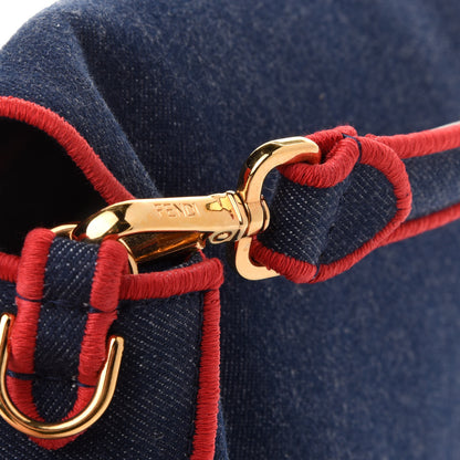 Fendi Denim Large Baguette Blue Rosso 12 of 16