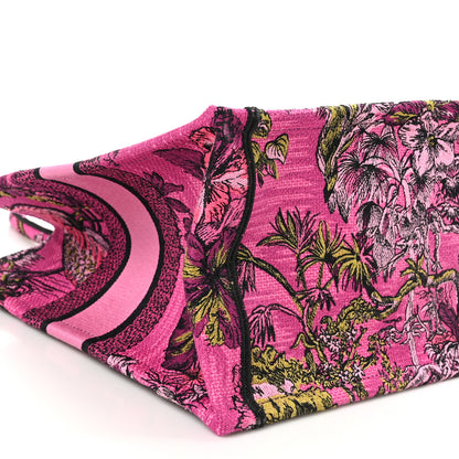 Christian Dior Canvas Embroidered Medium Toile de Jouy Voyage Book Tote Fuchsia Multicolor 9 of 10