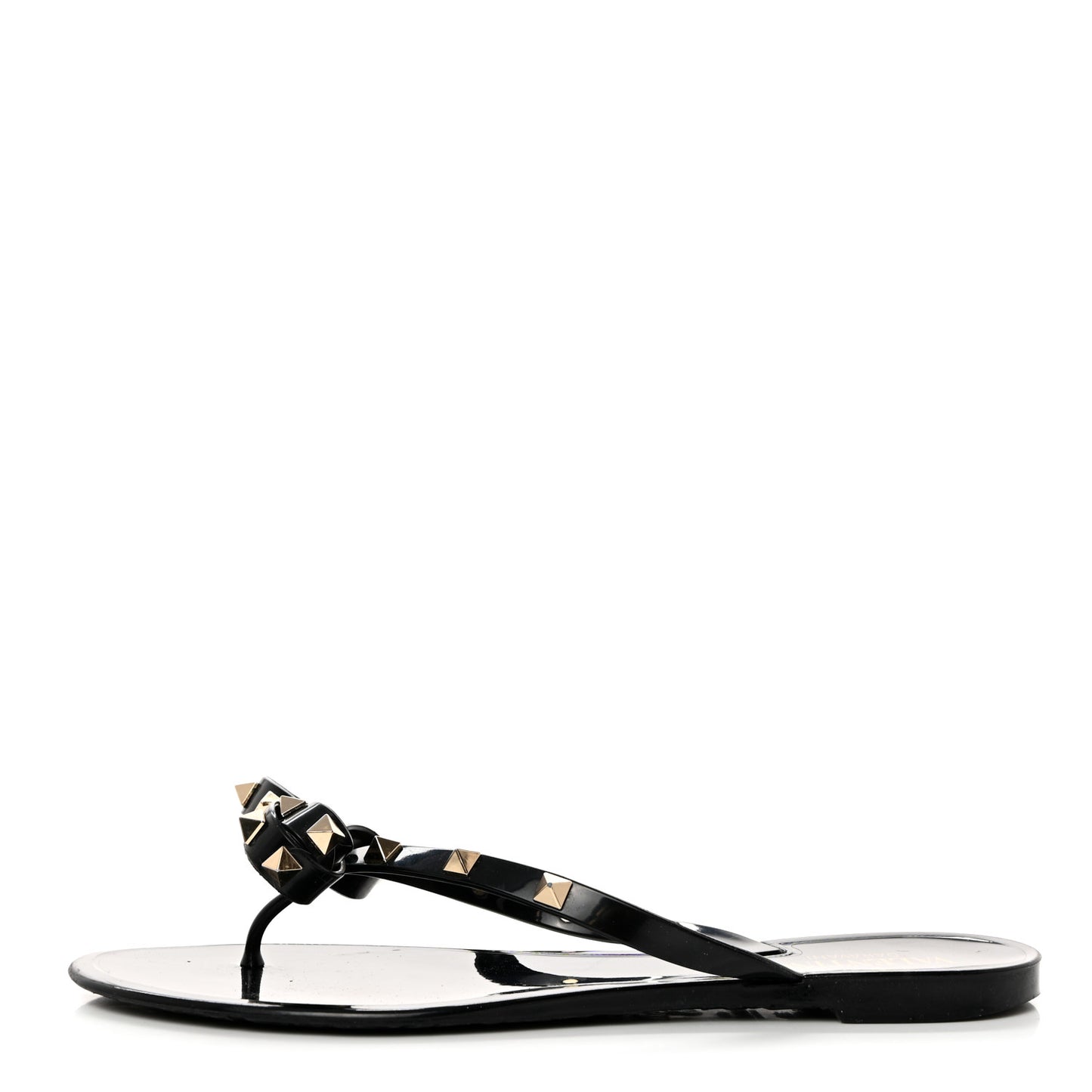 PVC Jelly Rockstud Bow Thong Sandals 39 Black