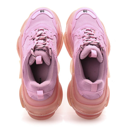 Balenciaga Fabric Mesh Clear Sole Womens Triple S Sneakers 38 Pink 2 of 10