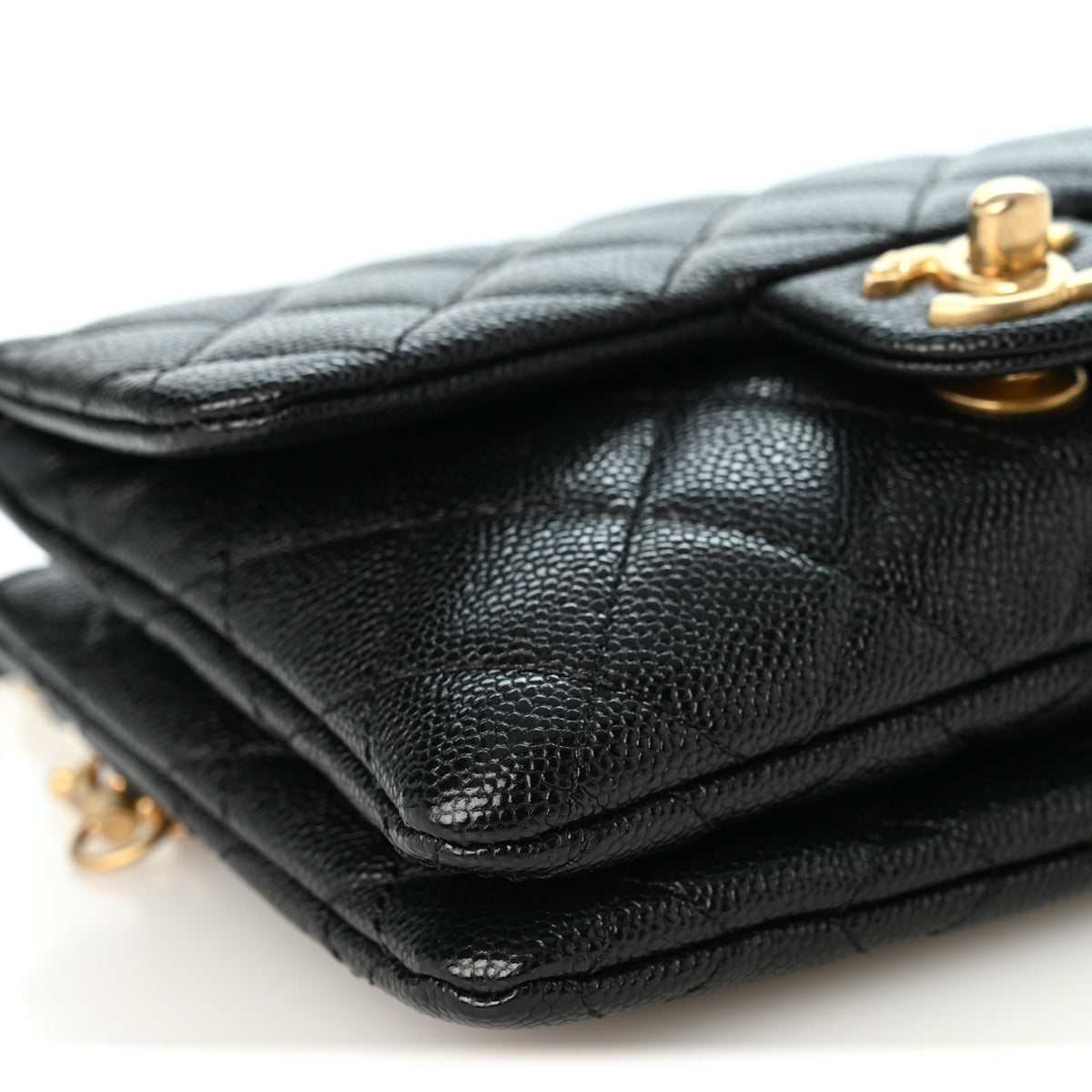 Shiny Caviar Pick Me Up Flap Belt Bag Black