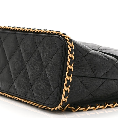 Chanel Caviar Quilted Camellia Chain Around Backpack Black 10 of 10