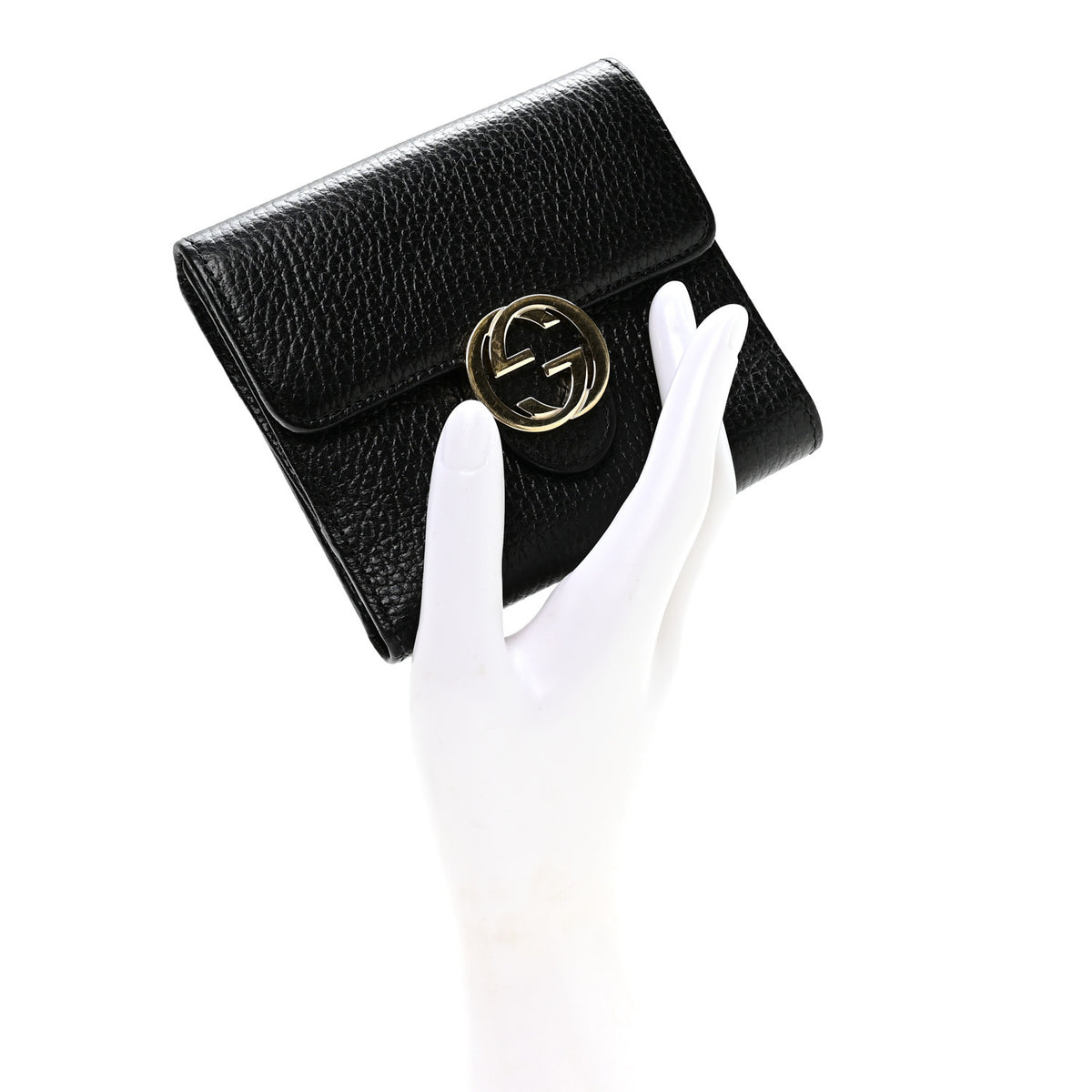 Dollar Calfskin Interlocking G French Wallet Black