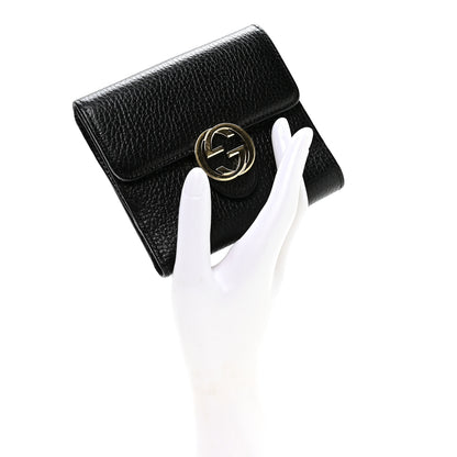 Gucci Dollar Calfskin Interlocking G French Wallet Black 2 of 7