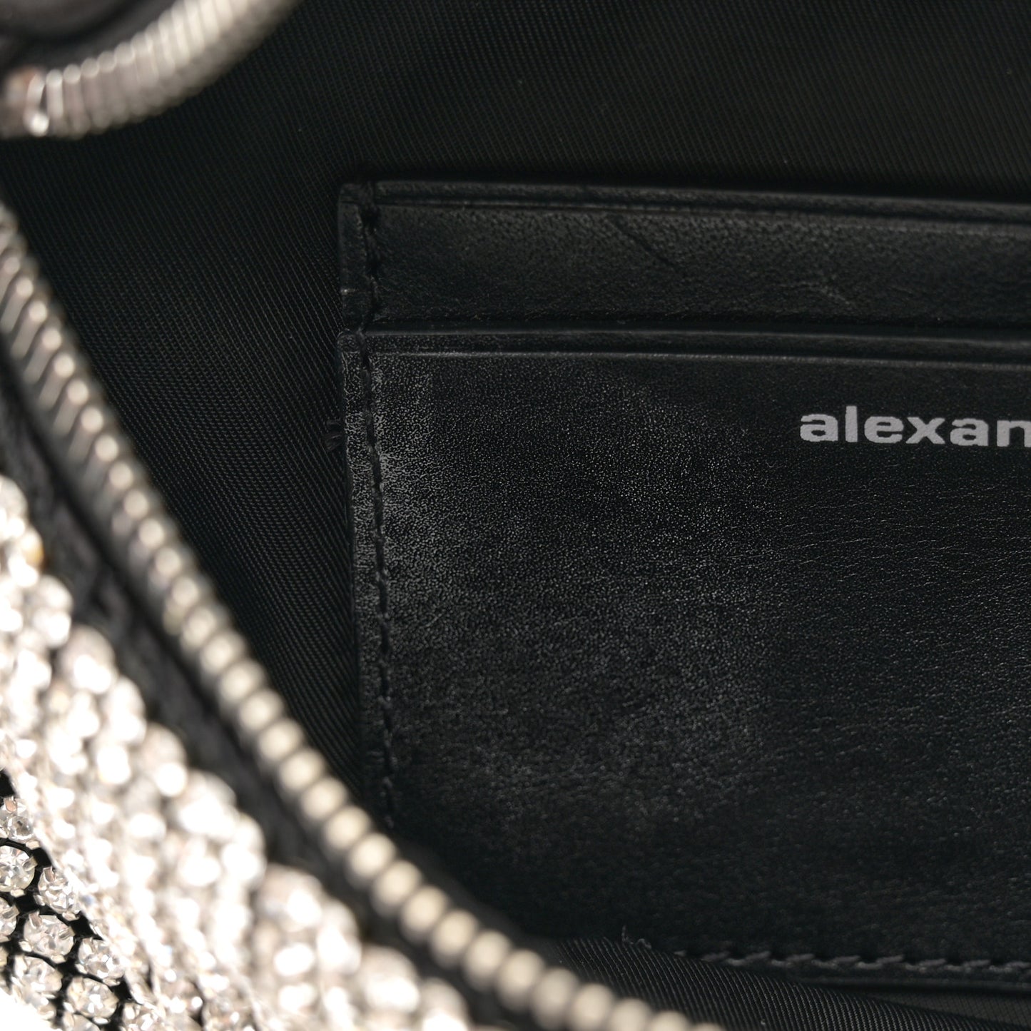 Rhinestone Mesh Mini Attica Belt Bag Black