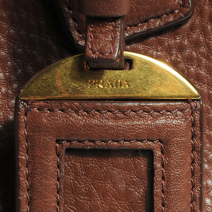 Prada Vitello Daino Side Zip Shopping Tote Palissandro 3 of 16