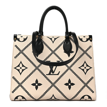 Louis Vuitton Empreinte Monogram Giant Broderies Onthego MM Cream Black 1 of 8