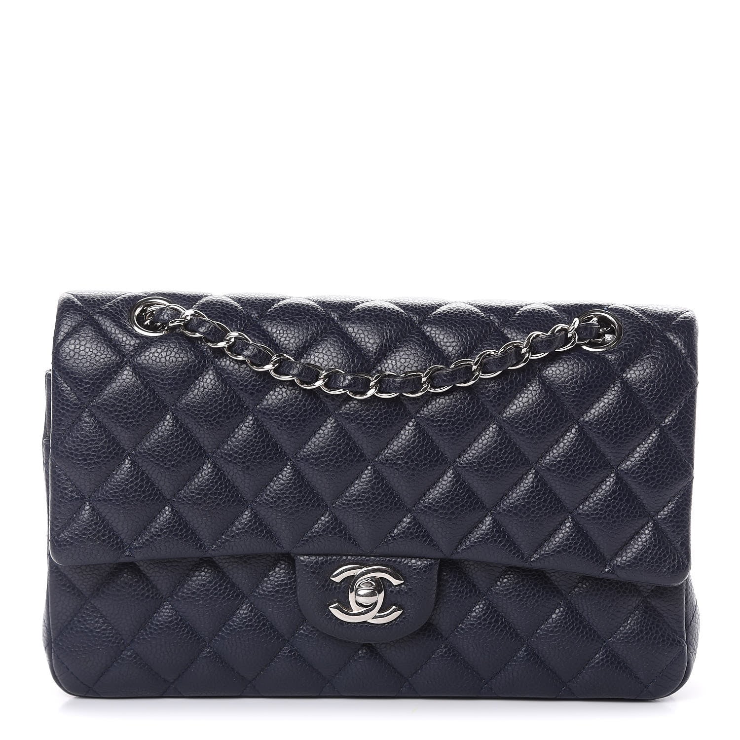 Chanel Caviar Quilted Medium Double Flap Dark Blue 1 of 18