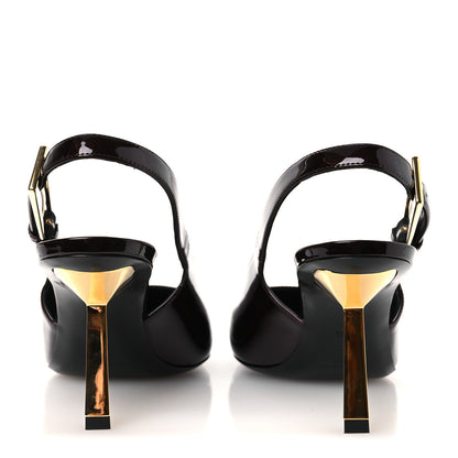 Saint Laurent Vernice Gloss Lee 75 Slingback Pumps 38.5 Marron Glacé 6 of 11