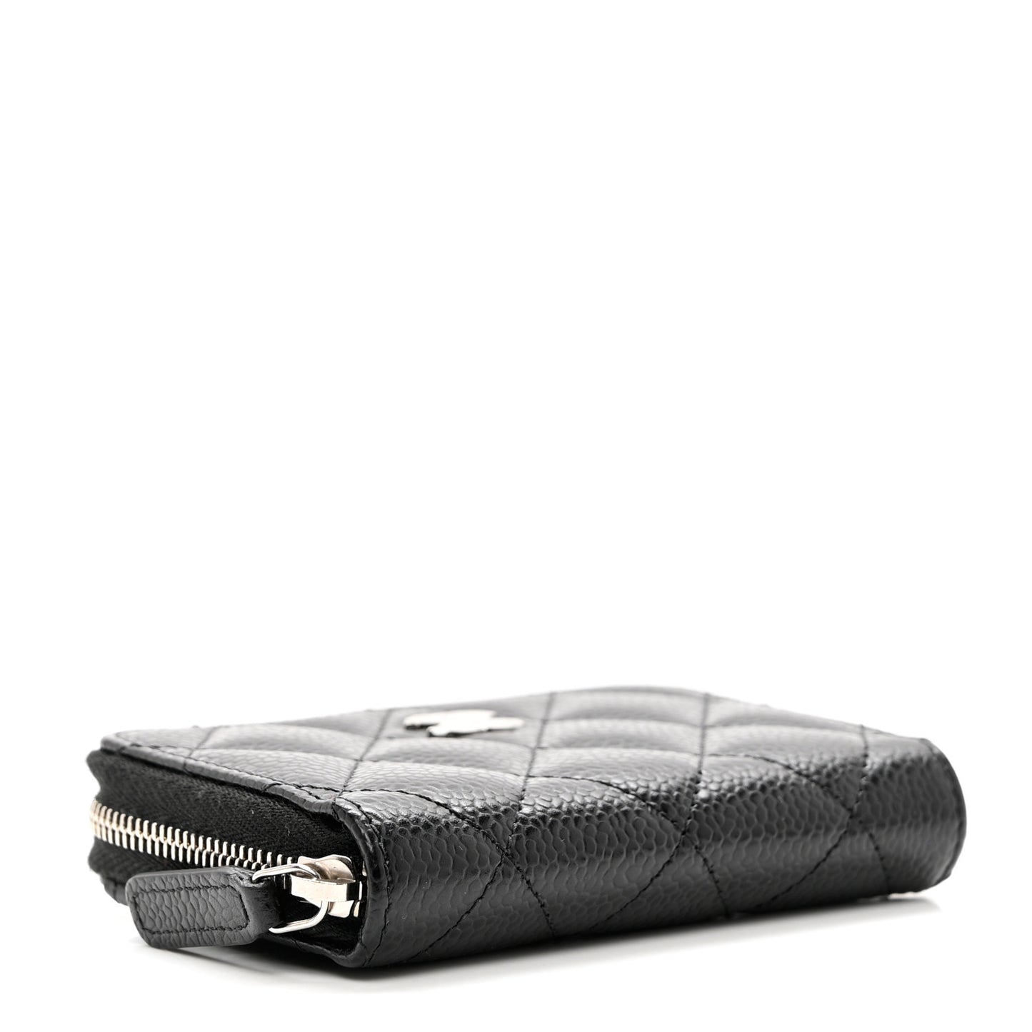 Caviar Quilted Zip Coin Purse Black