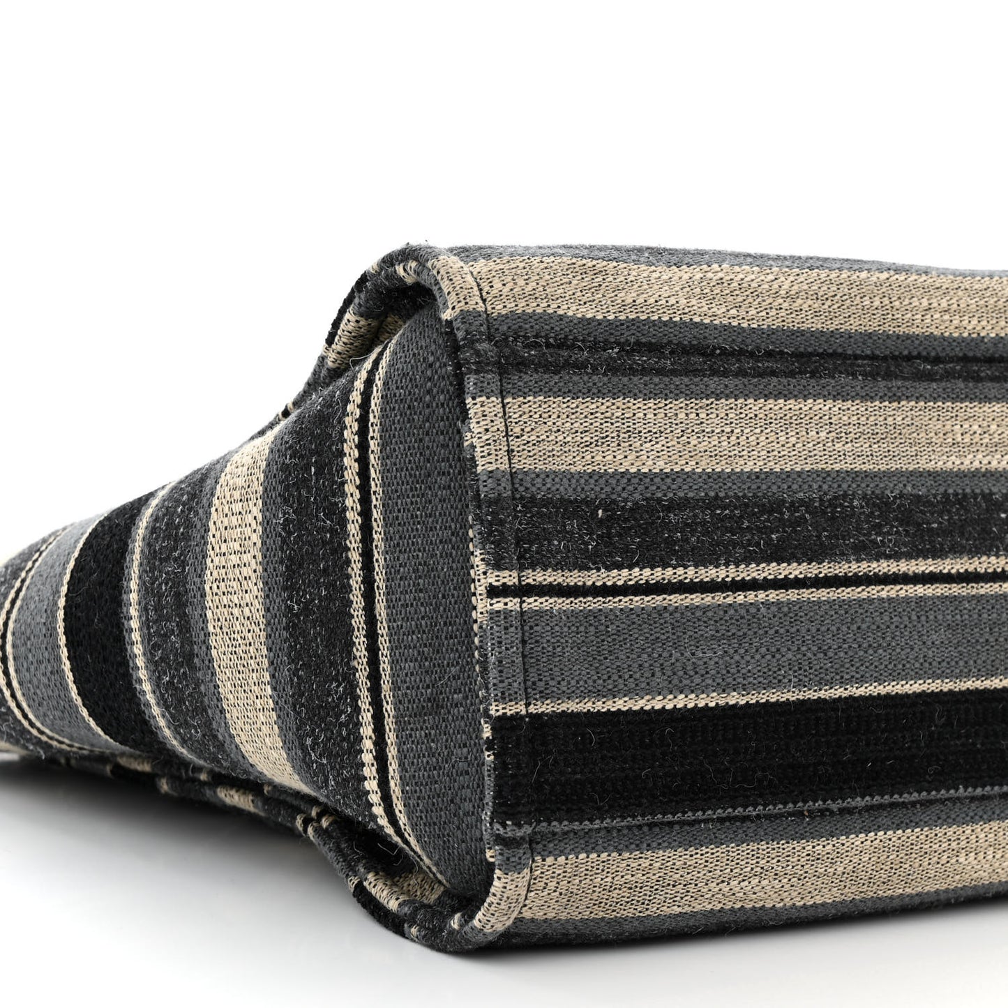 Striped Canvas Medium Deauville Tote Black