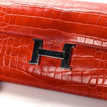 Hermes Shiny Alligator Constance Long Wallet Sanguine 14 of 17