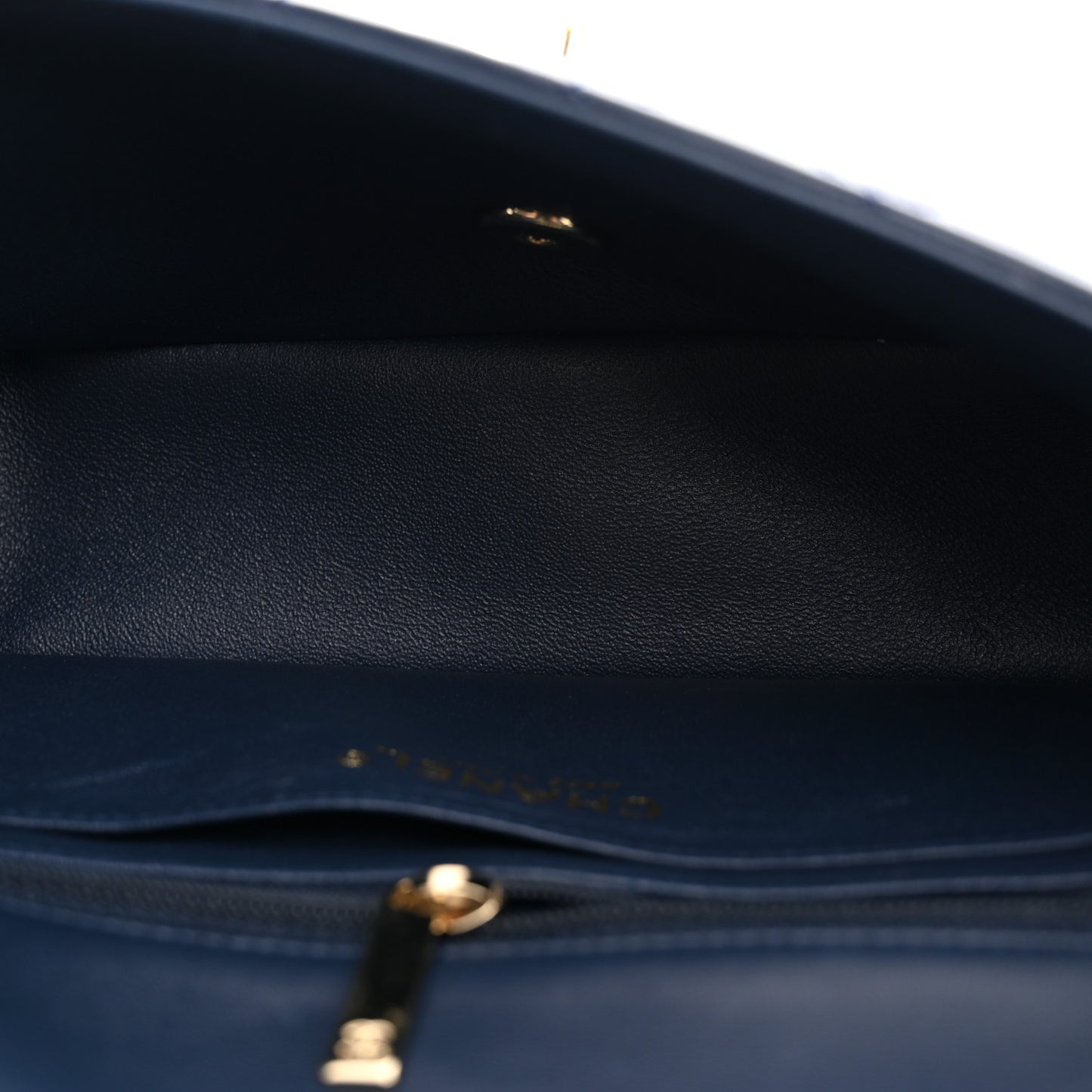 Lambskin Quilted Mini Rectangular Flap Dark Navy Blue